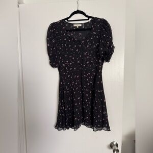 LoveShackFancy Black and Pink A Line Mini Dress
